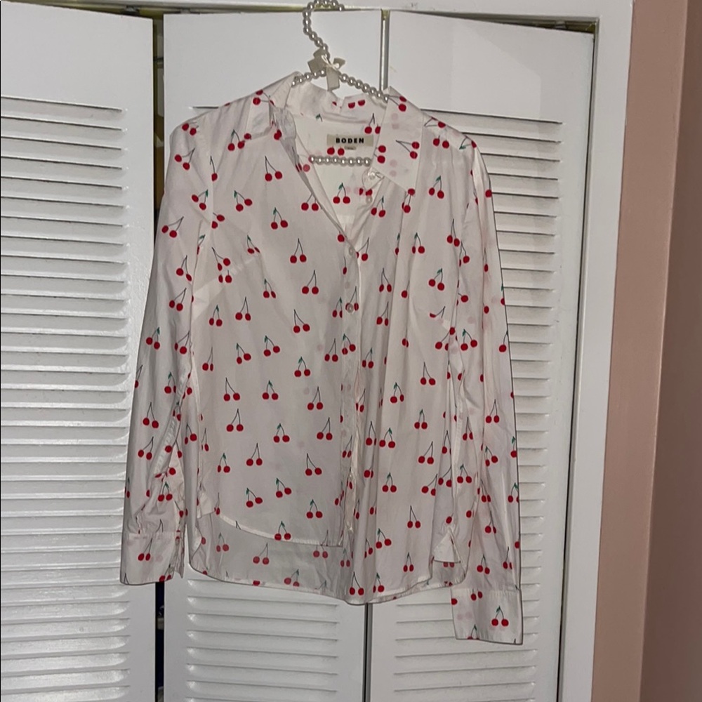 Boden White Cream Long Sleeve Buttoned Blouse